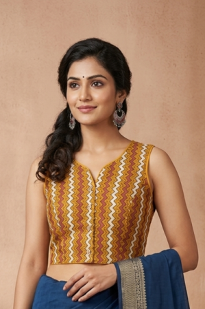 Modal Silk Sleeveless Halter Neck Front Open Blouse