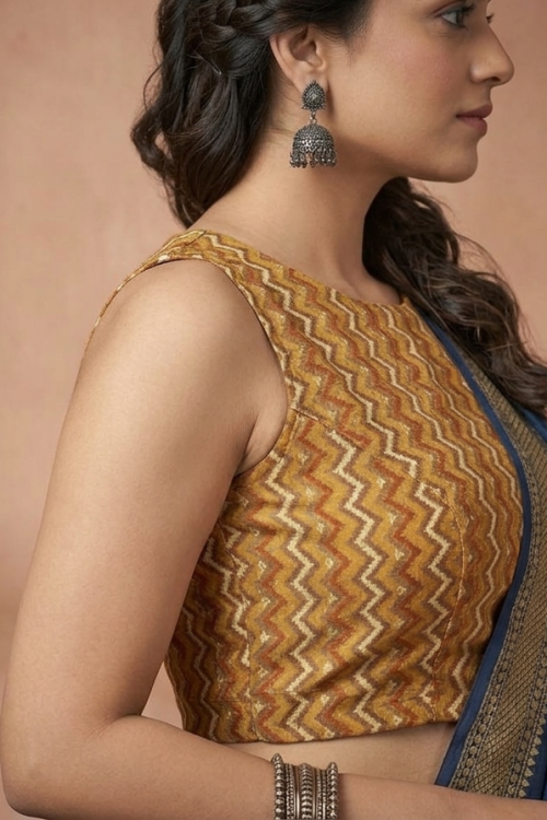 Alternative view of Modal Silk Sleeveless Halter Neck Front Open Blouse