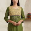 Ajrakh green patch work kurta set