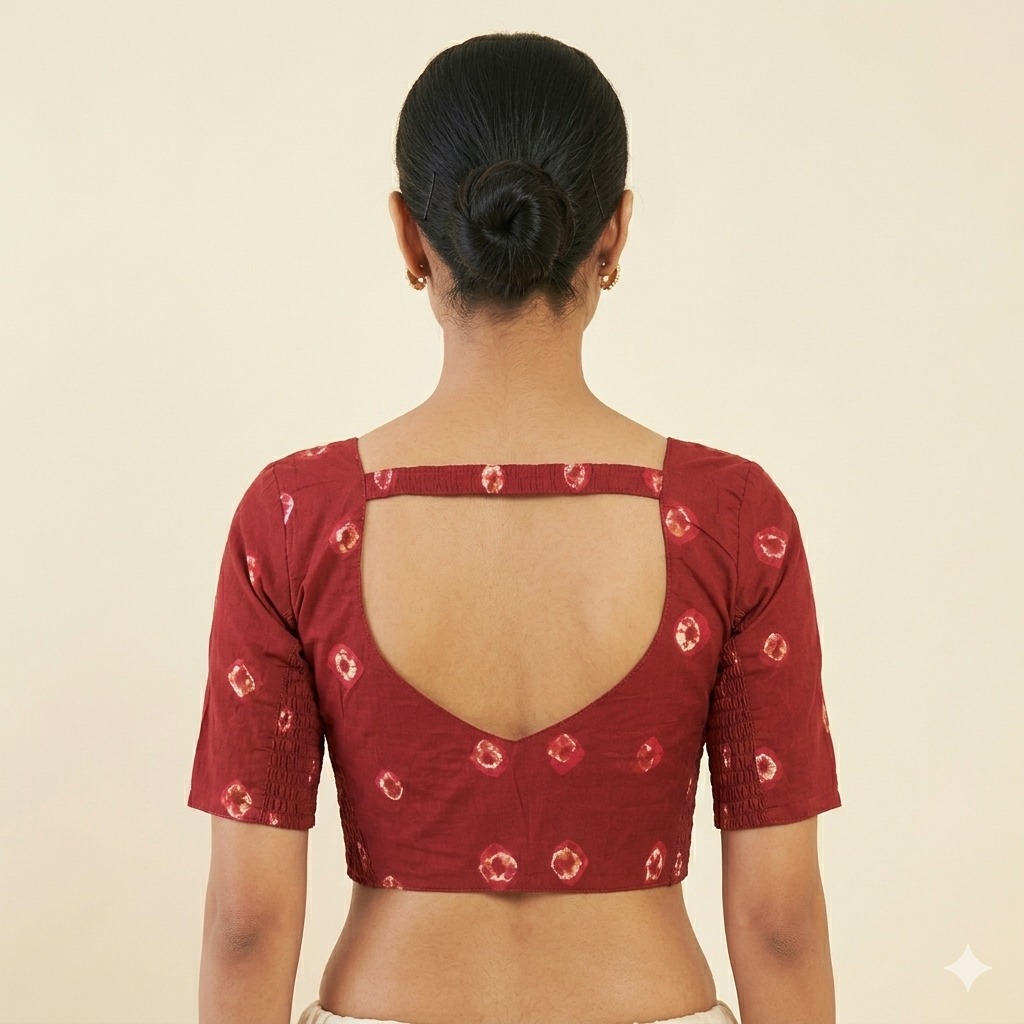 Cotton Side Stretch Front Open Blouse