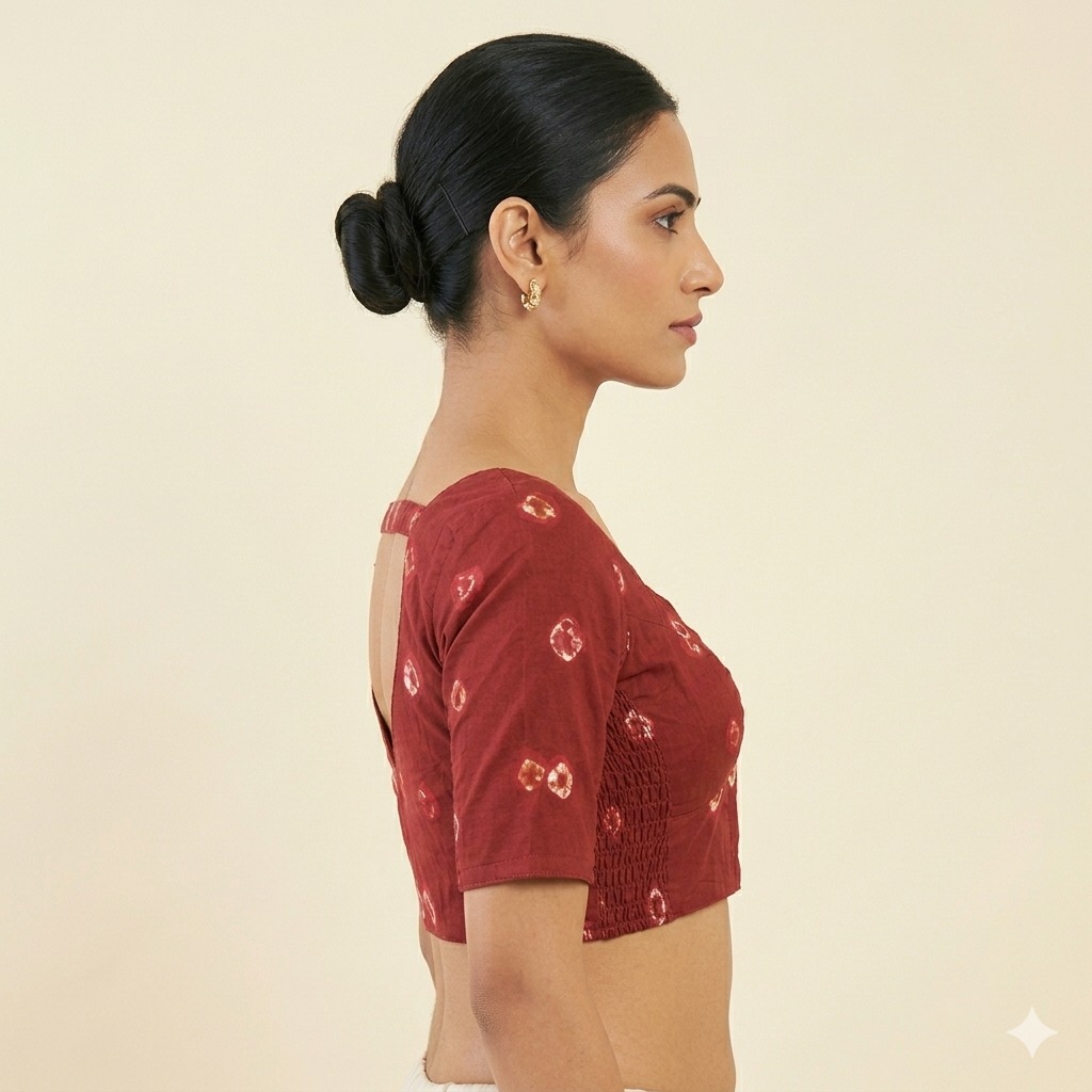 Cotton Side Stretch Front Open Blouse - Image 2